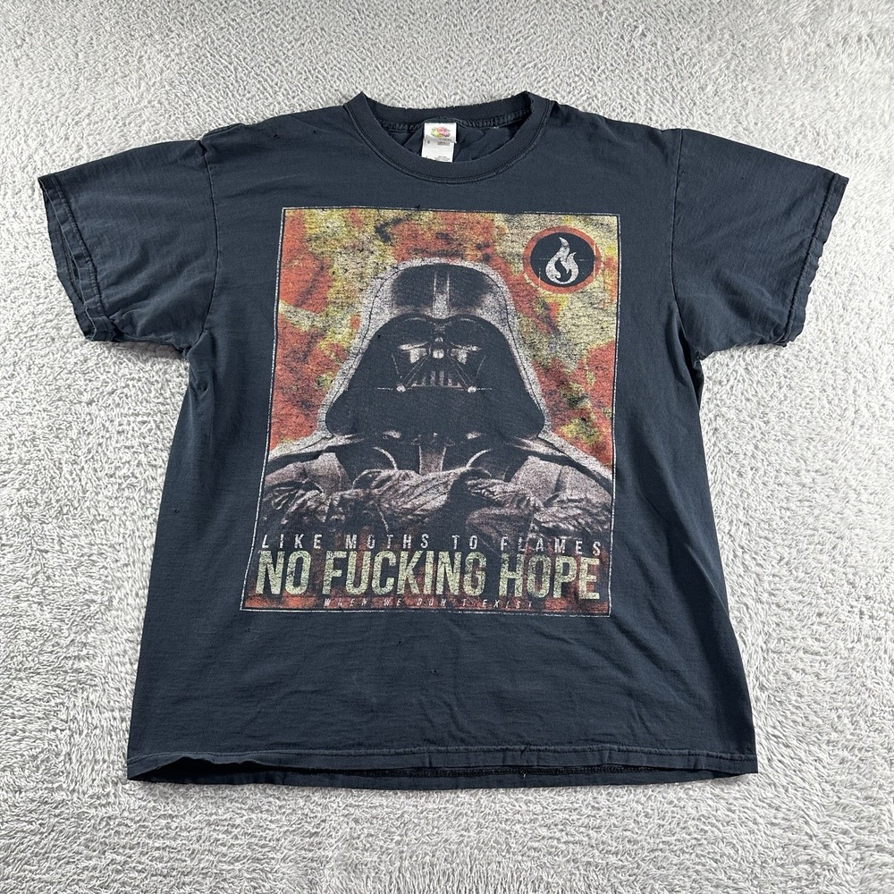 Vintage Star Wars Shirt Large Darth Vader Moths to a Flame Distressed Paper Thin